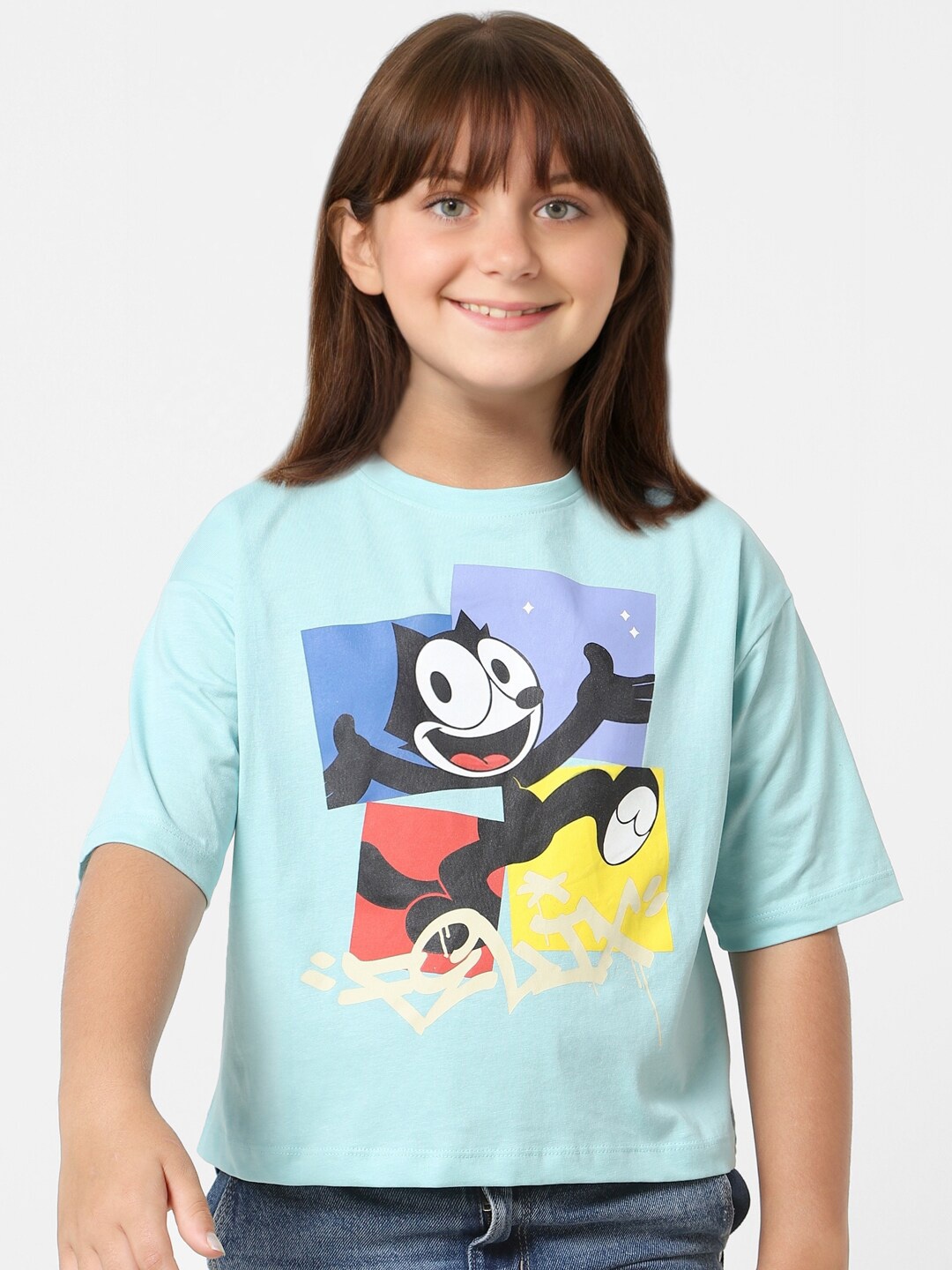 

KIDS ONLY Kogfelix Cotto Printed Drop-Shoulder T-shirt, Blue