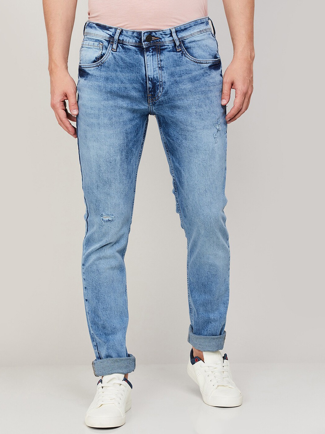 

Fame Forever by Lifestyle Men Low Distress Heavy Fade Cotton Jeans, Blue