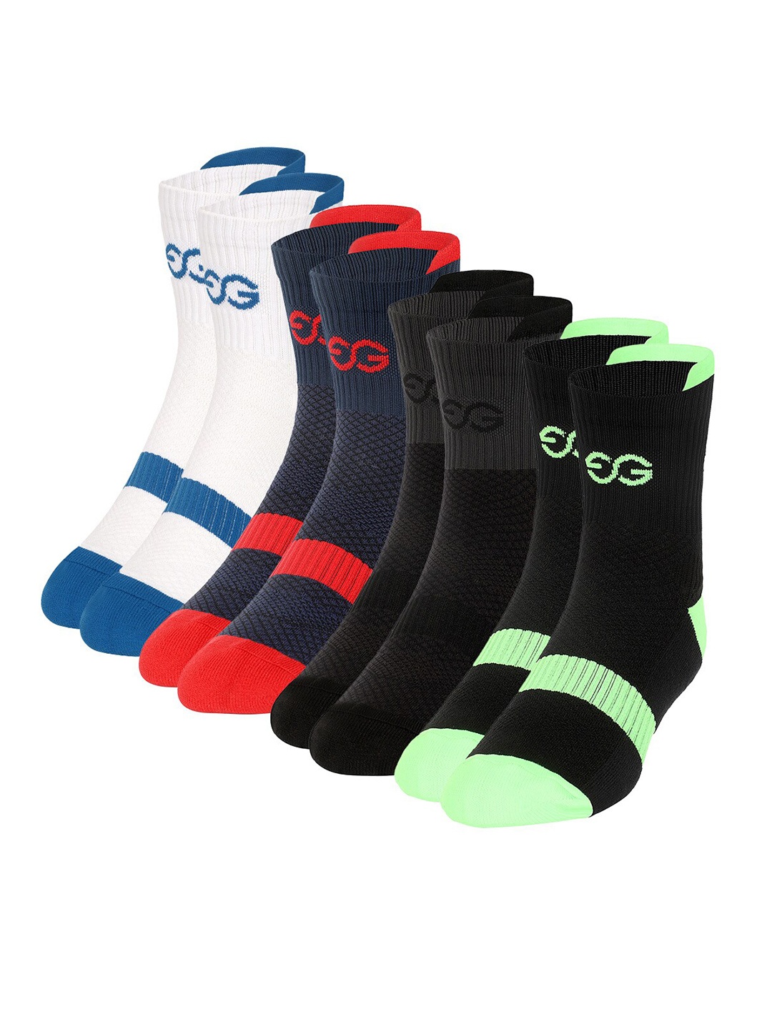 

SuperGear Men Pack Of 4 Patterned Cotton Ankle-Length Cycling Socks, Black