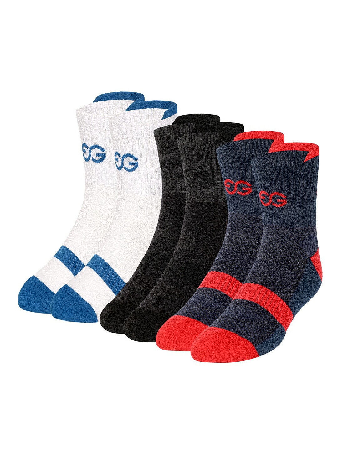 

SuperGear Men Pack Of 3 Patterned Cotton Ankle-Length Cycling Socks, Blue