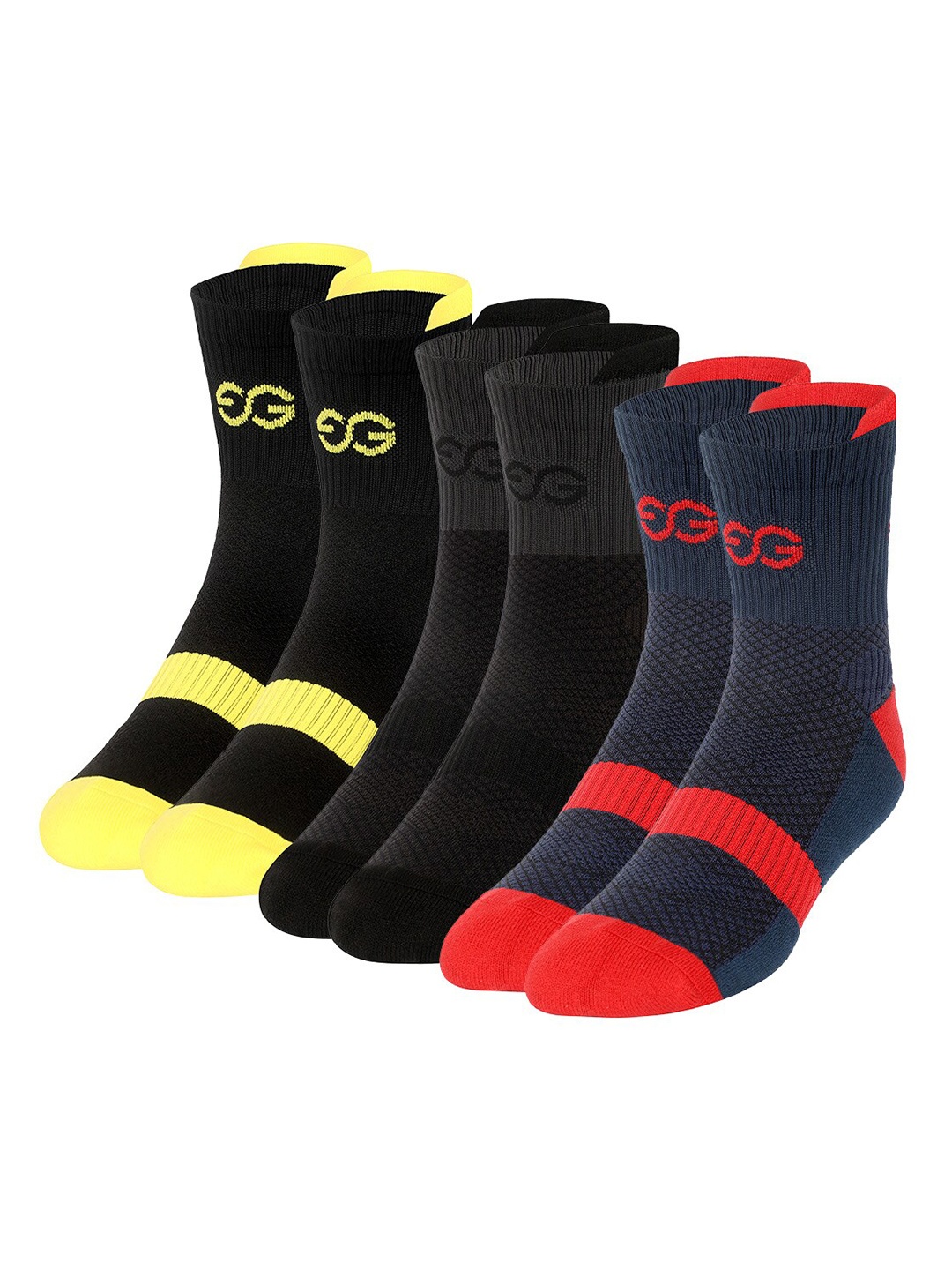 

SuperGear Men Pack Of 3 Patterned Cotton Ankle-Length Cycling Socks, Black