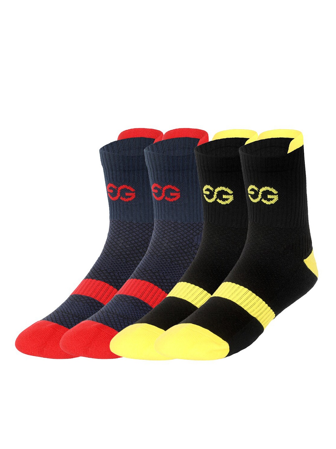 

SuperGear Men Pack Of 2 Patterned Cotton Ankle-Length Cycling Socks, Blue