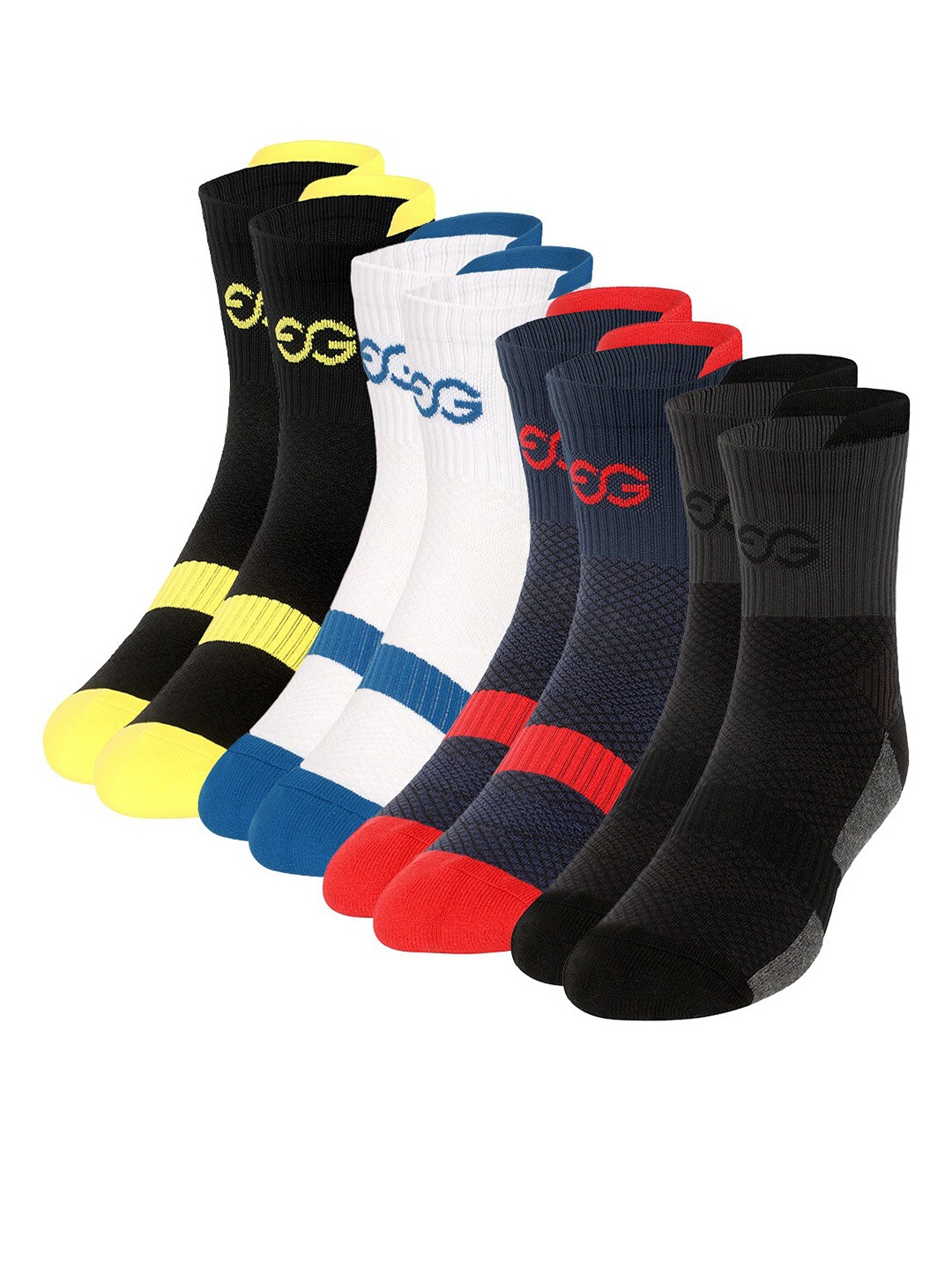 

SuperGear Men Pack Of 4 Patterned Cotton Ankle-Length Cycling Socks, Blue