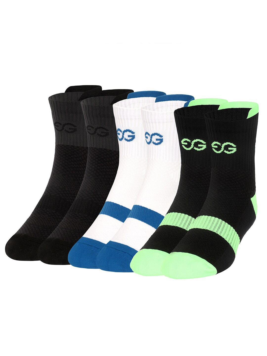 

SuperGear Men Pack Of 3 Patterned Ankle Length Cycling Socks, Black