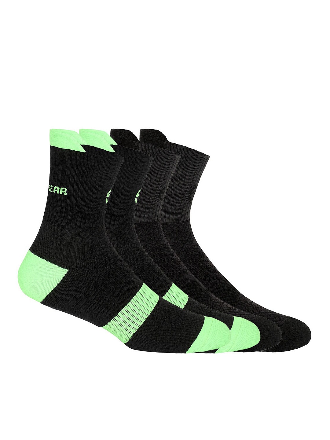 

SuperGear Men Pack Of 2 Patterned Cotton Ankle-Length Cycling Socks, Black