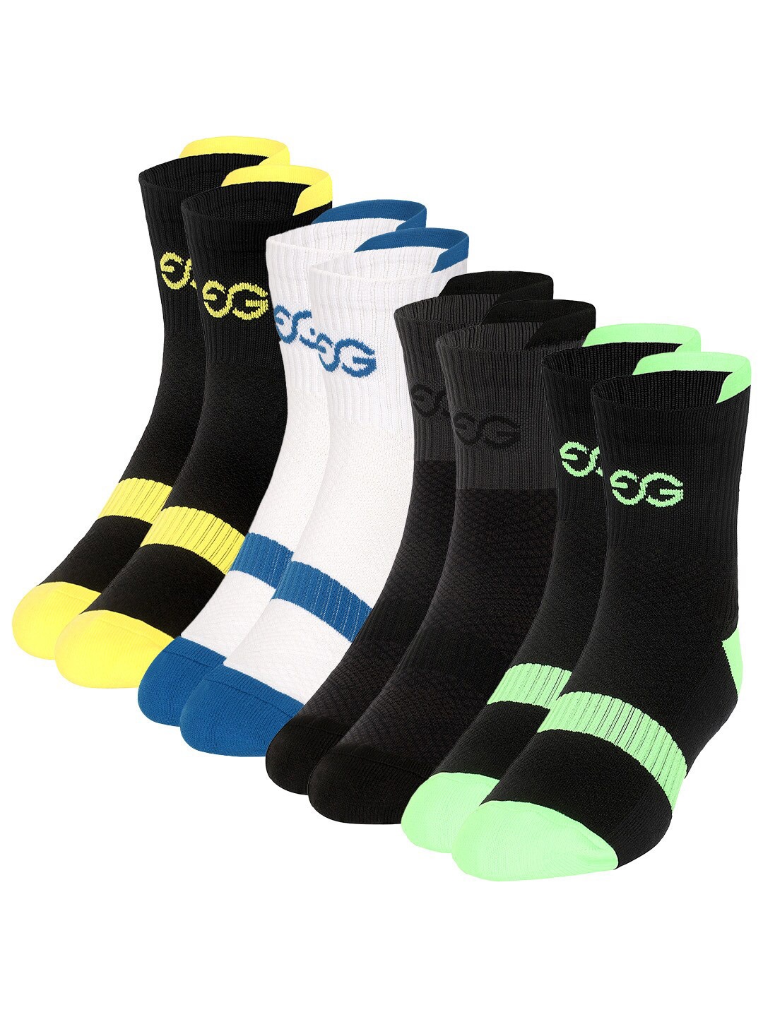 

SuperGear Men Pack of 4 Patterned Above Ankle Length Cycling Socks, Black