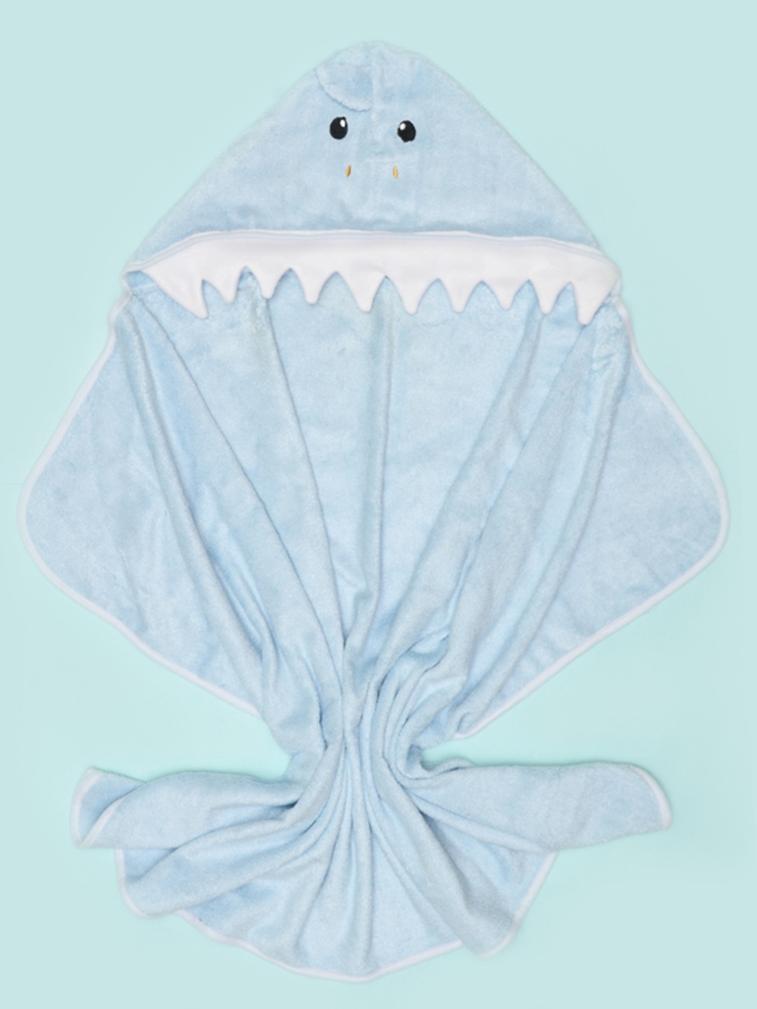 

Snugkins Infants Blue & White Textured 500 GSM Hooded Bath Towel