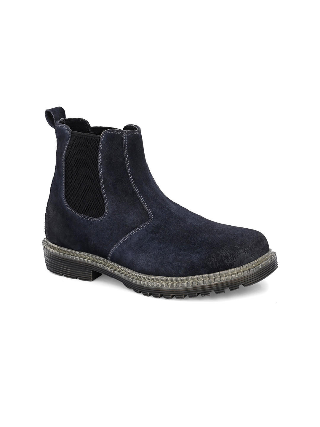

Harrytech London Men Genuine Leather Mid-Top Chelsea Boots, Navy blue