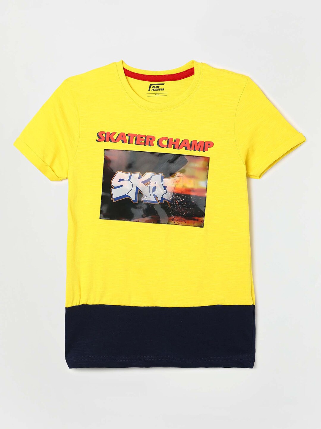 

Fame Forever by Lifestyle Boys Round Neck Graphic Printed Cotton T-shirt, Yellow