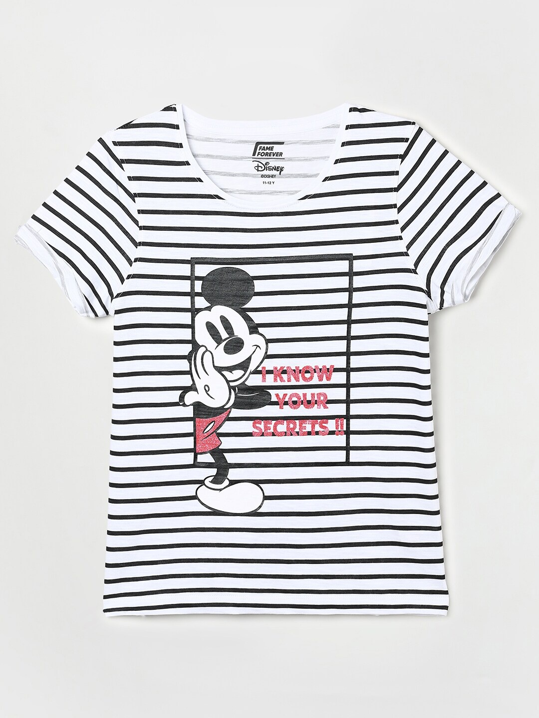 

Fame Forever by Lifestyle Girl DISNEY-MICKEY AND FRIENDS Printed Tshirts, White
