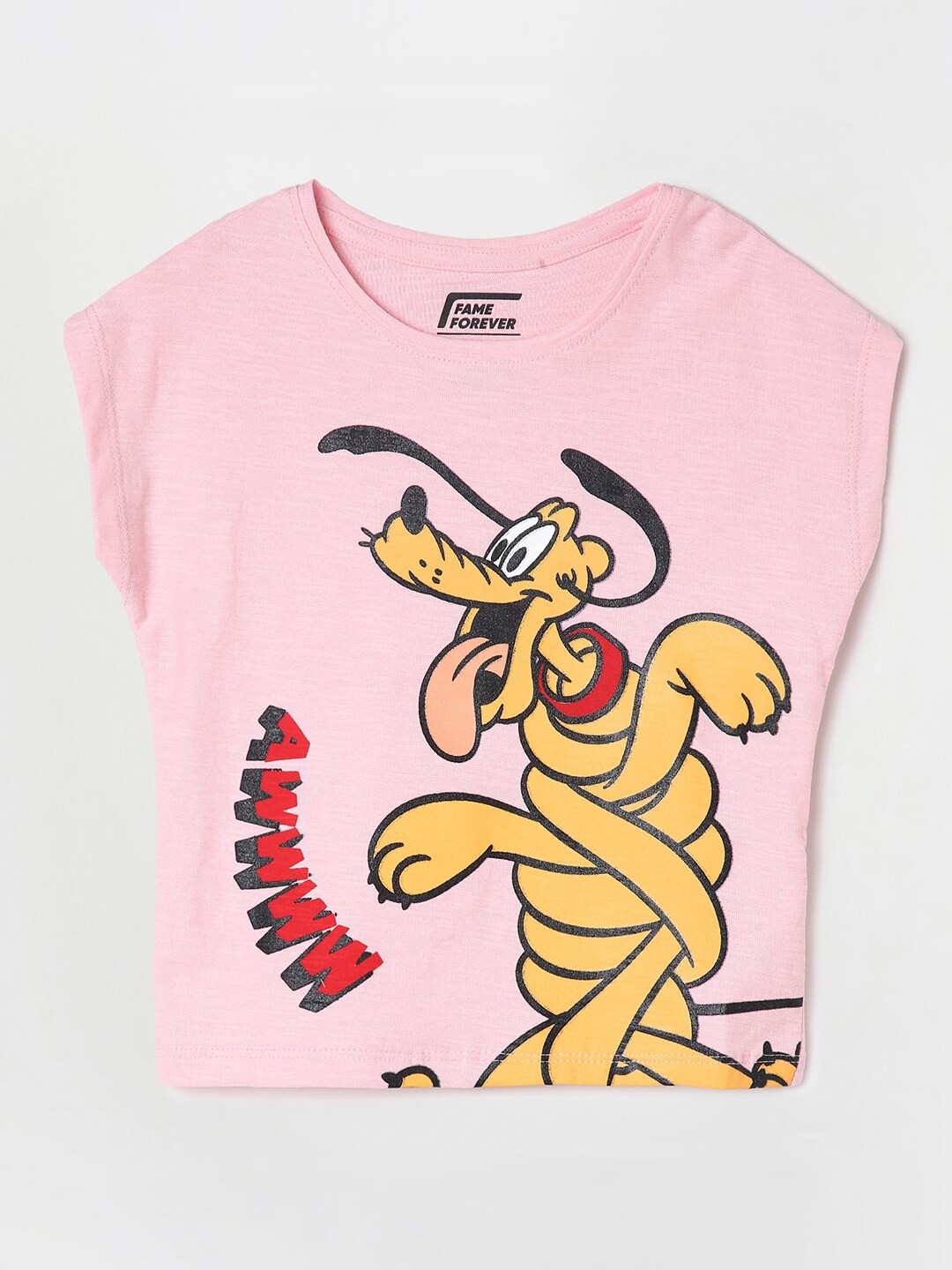 

Fame Forever by Lifestyle Girls Pluto Printed Extended Sleeves Cotton T-shirt, Pink