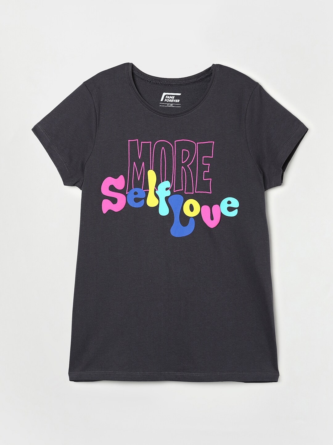 

Fame Forever by Lifestyle Girls Typography Printed Cotton T-shirt, Grey