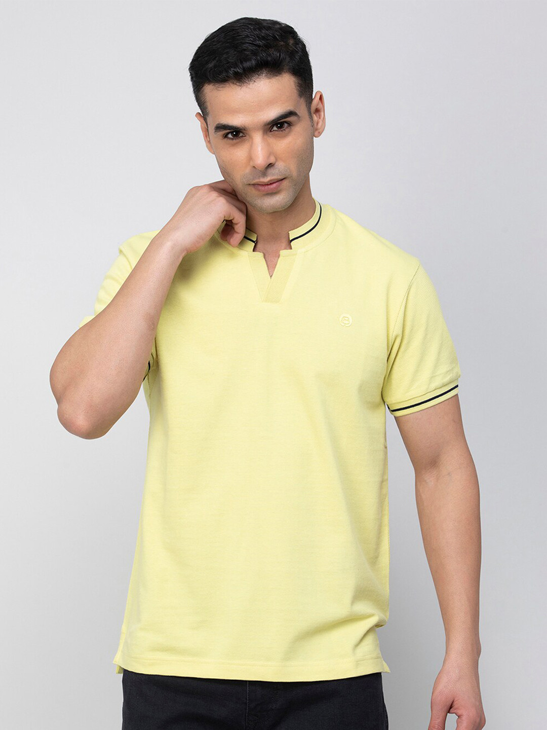 

Bossini Mandarin Collar Cotton T-shirt, Yellow