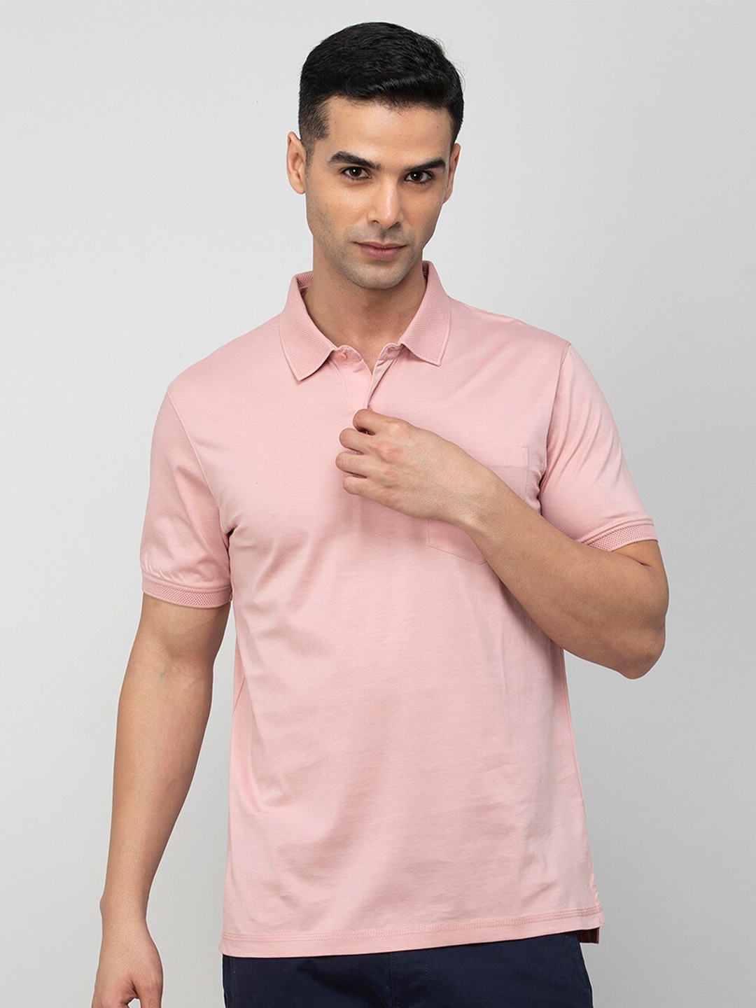 

CODE by Lifestyle Polo Collar Cotton T-shirt, Pink