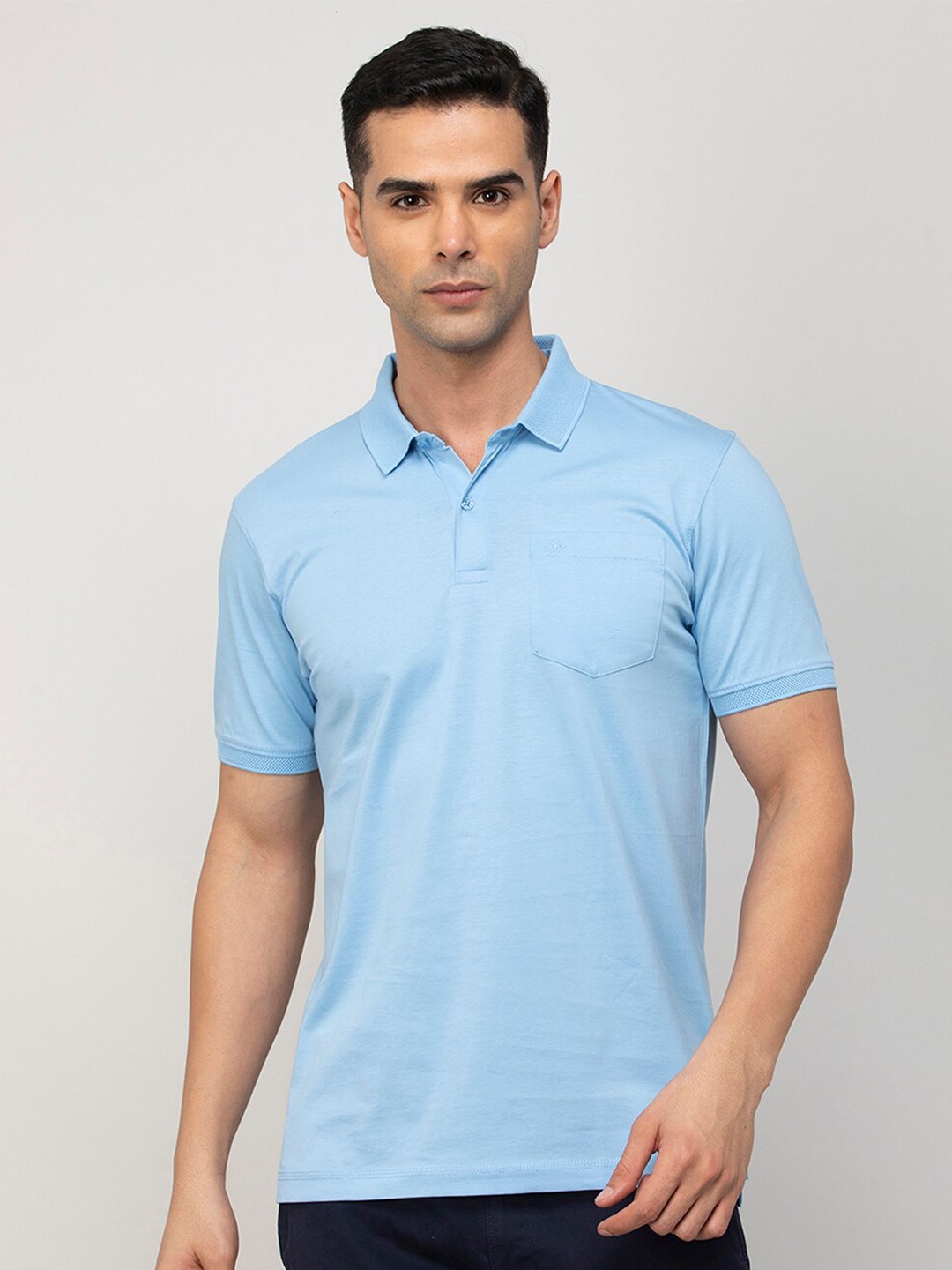 

CODE by Lifestyle Polo Collar Cotton T-shirt, Blue