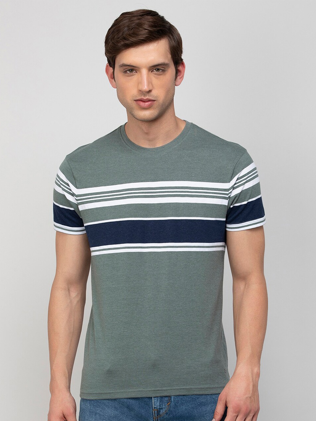 

Fame Forever by Lifestyle Striped Cotton T-shirt, Green