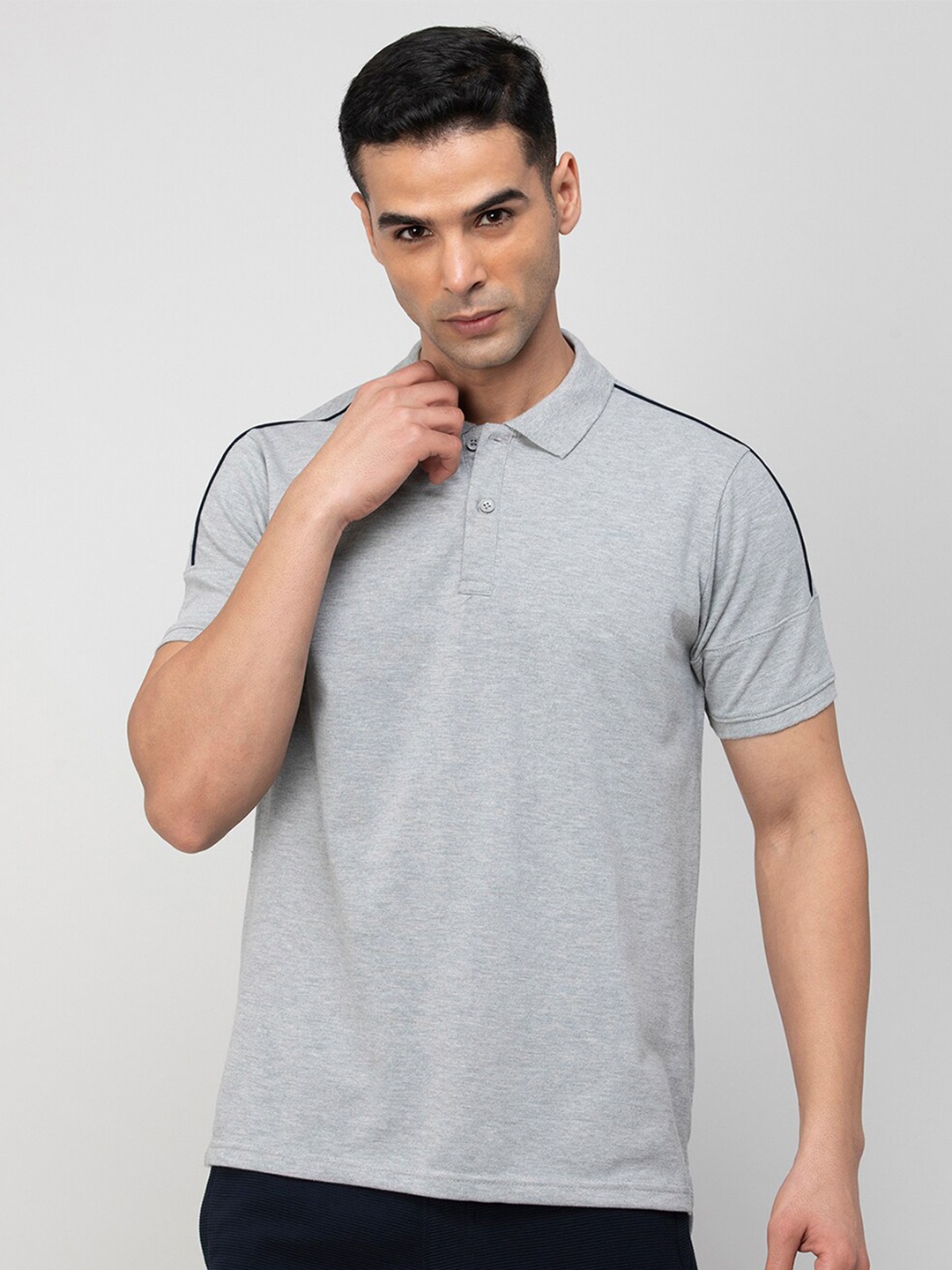 

Fame Forever by Lifestyle Polo Collar Cotton T-shirt, Grey