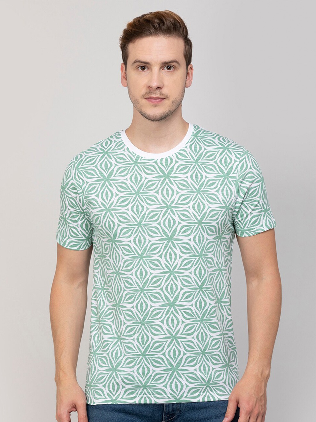 

Melange by Lifestyle Floral Printed Cotton T-shirt, Green