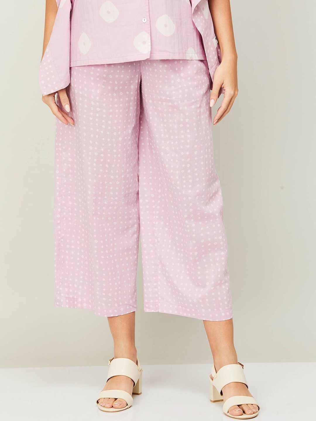 

Colour Me by Melange Women Printed High-Rise Pure Cotton Cropped Culottes, Pink