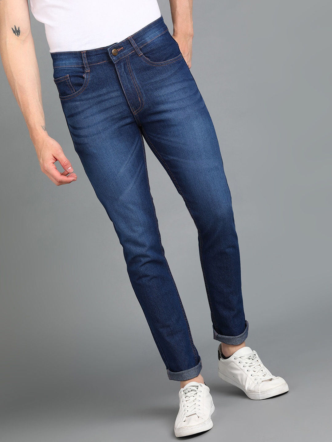 

Urbano Fashion Men Slim Fit Light Fade Stretchable Jeans, Blue