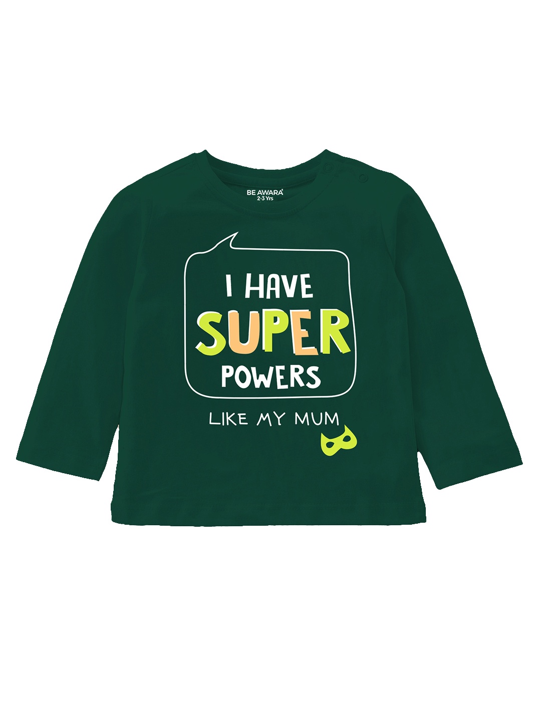 

BE AWARA Kids Typography Printed Cotton T-shirt, Green