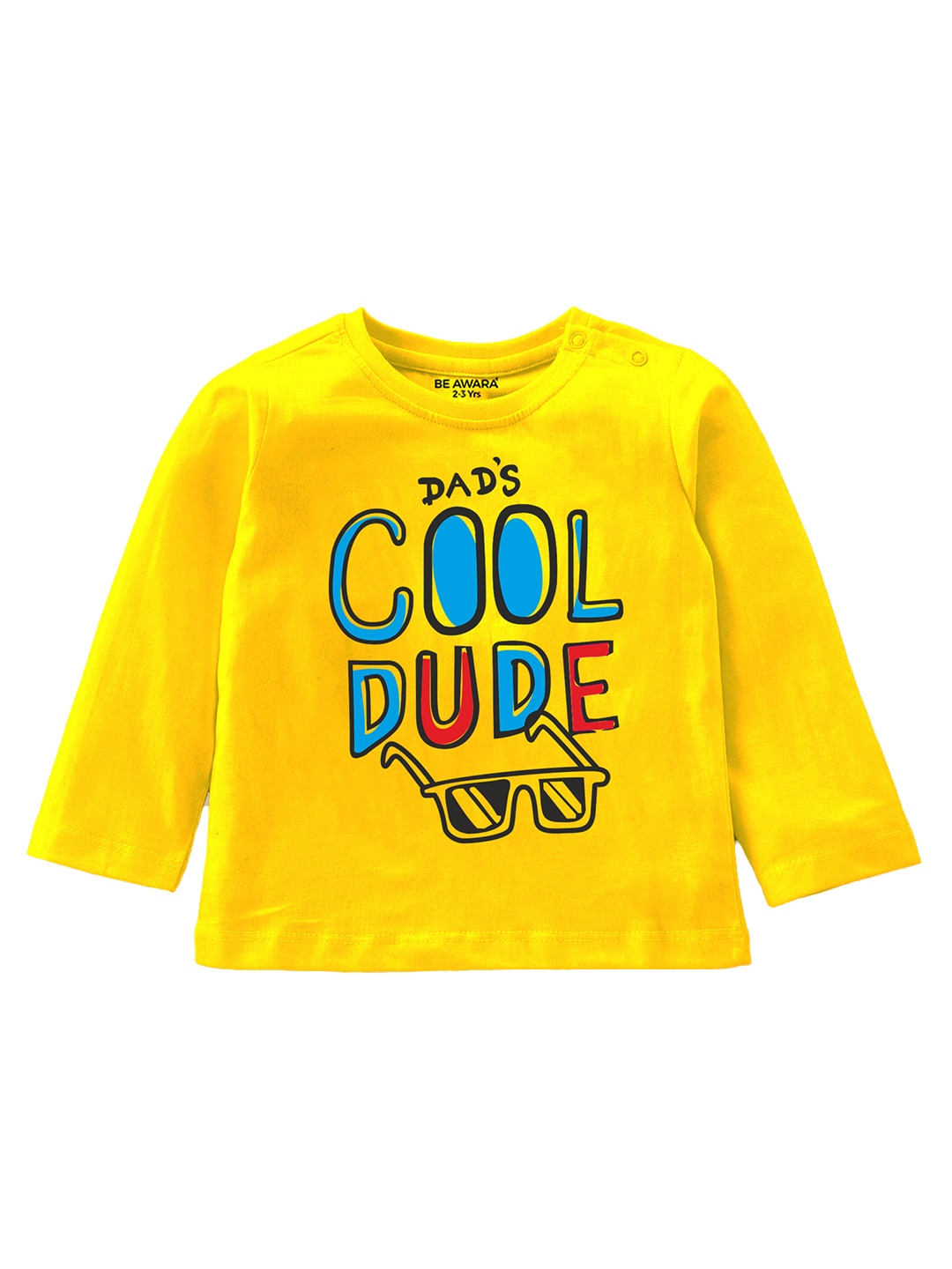 

BE AWARA Kids Typography Printed Cotton T-shirt, Yellow