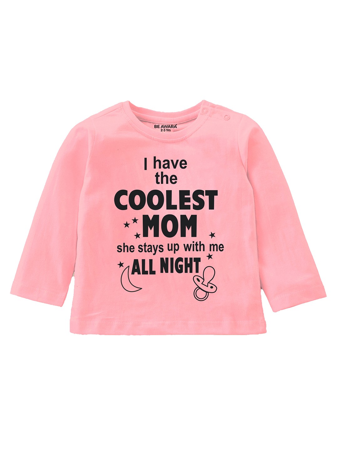 

BE AWARA Infants Typography Printed Relaxed Fit T-shirt, Pink