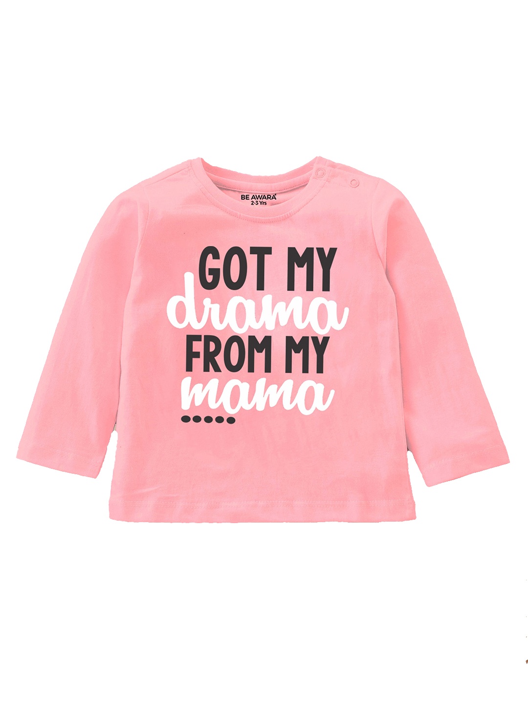 

BE AWARA Infants Typography Printed Relaxed Fit T-shirt, Pink