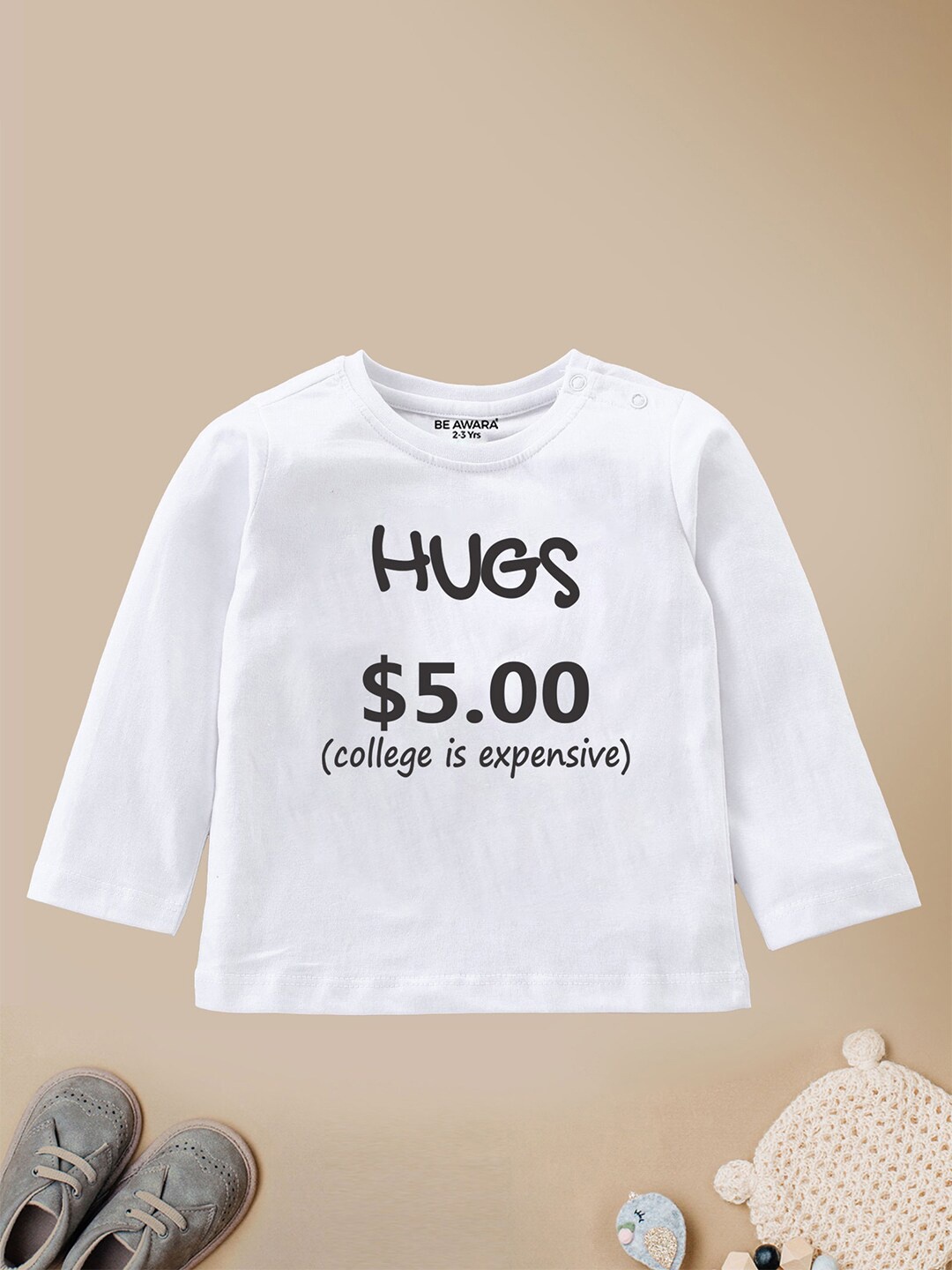 

BE AWARA Kids Typography Printed T-shirt, White