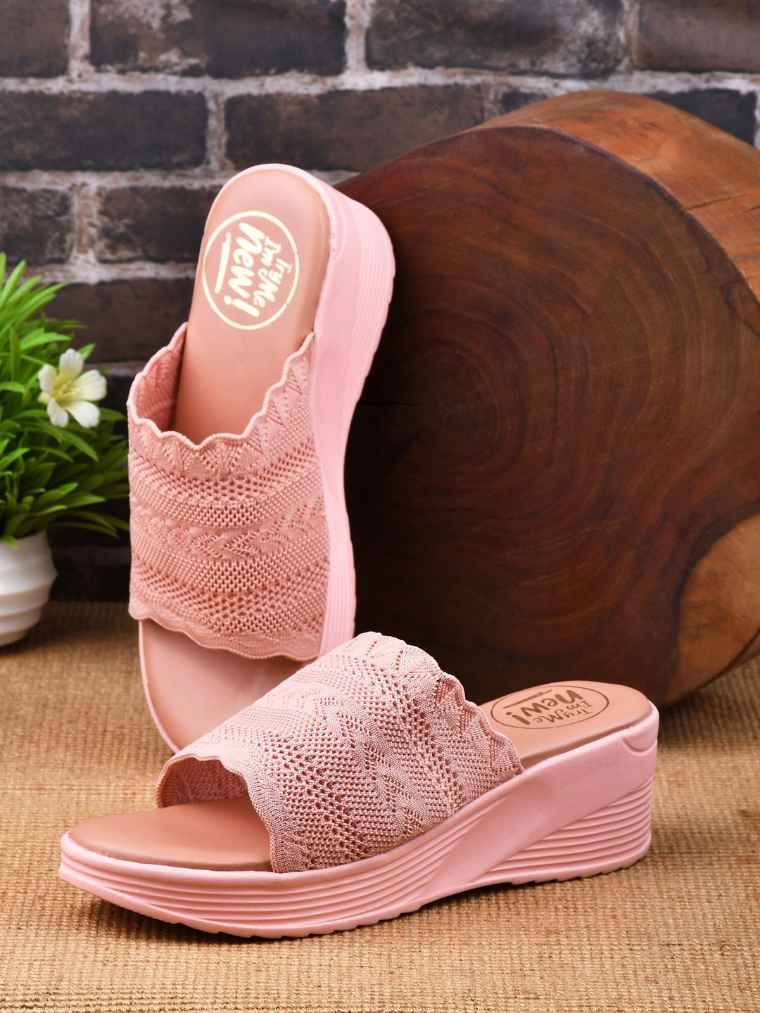 

Try Me Wedge Peep Toes Heels, Pink