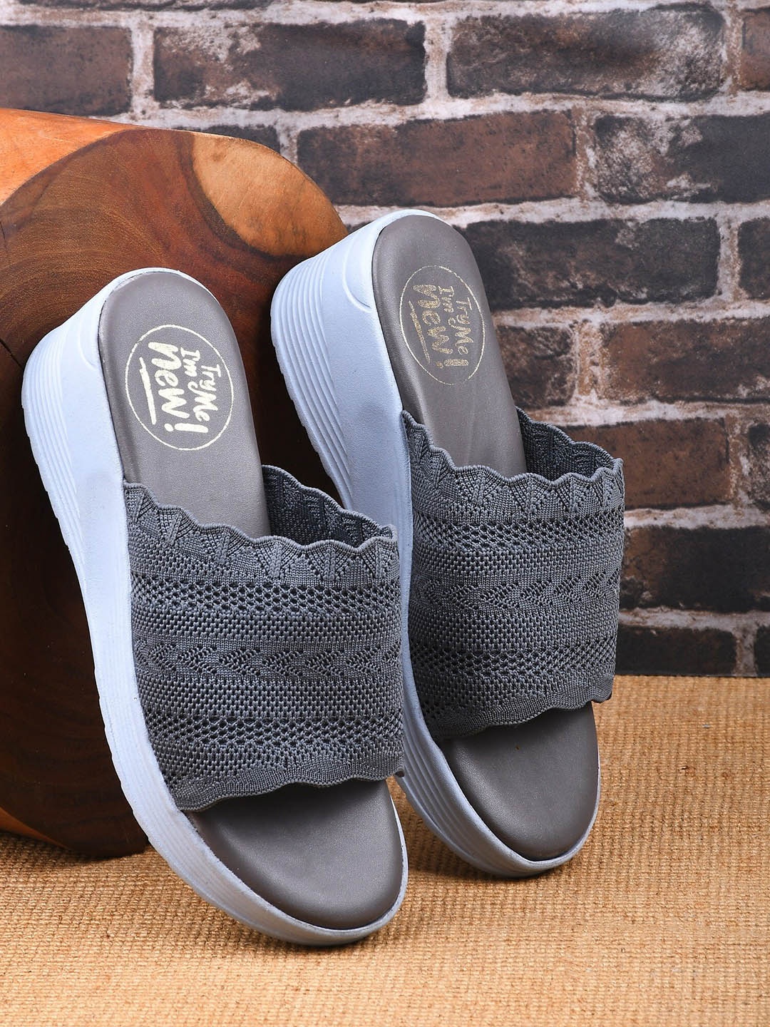 

Try Me Open Toe Wedge Heel, Grey