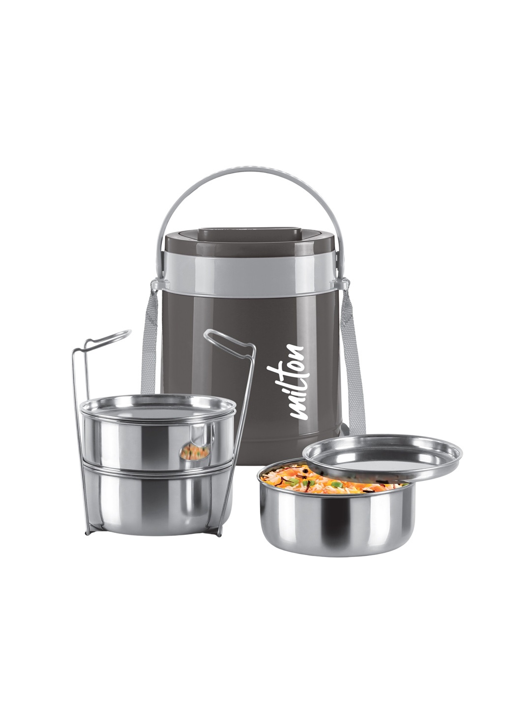 

Milton Classic 3 Pcs Black Stainless Steel Tiffin Container 300 ml Each With Lifter