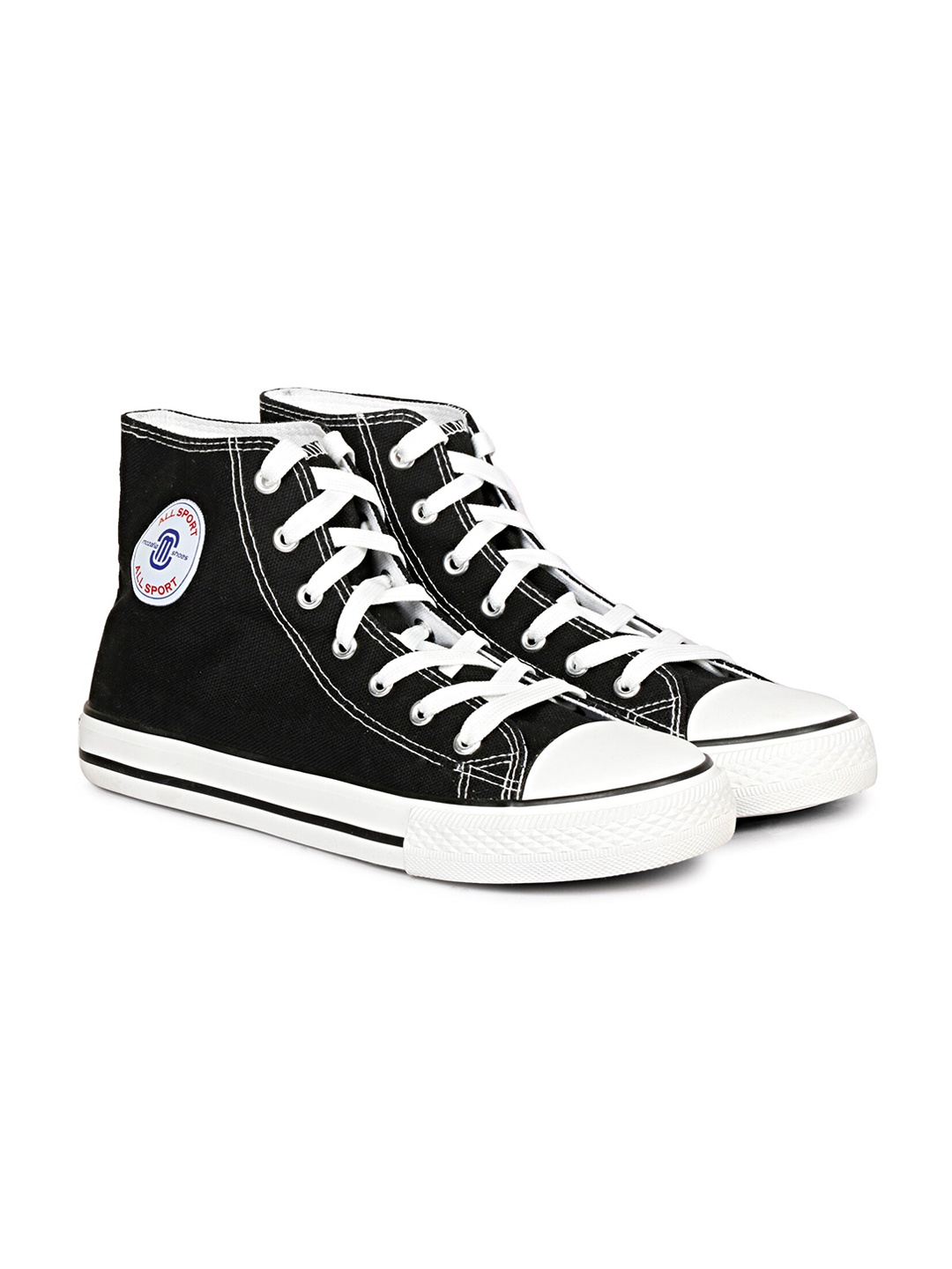 

MOZAFIA Men Canvas Lace-up Casual High Top Sneakers, Black