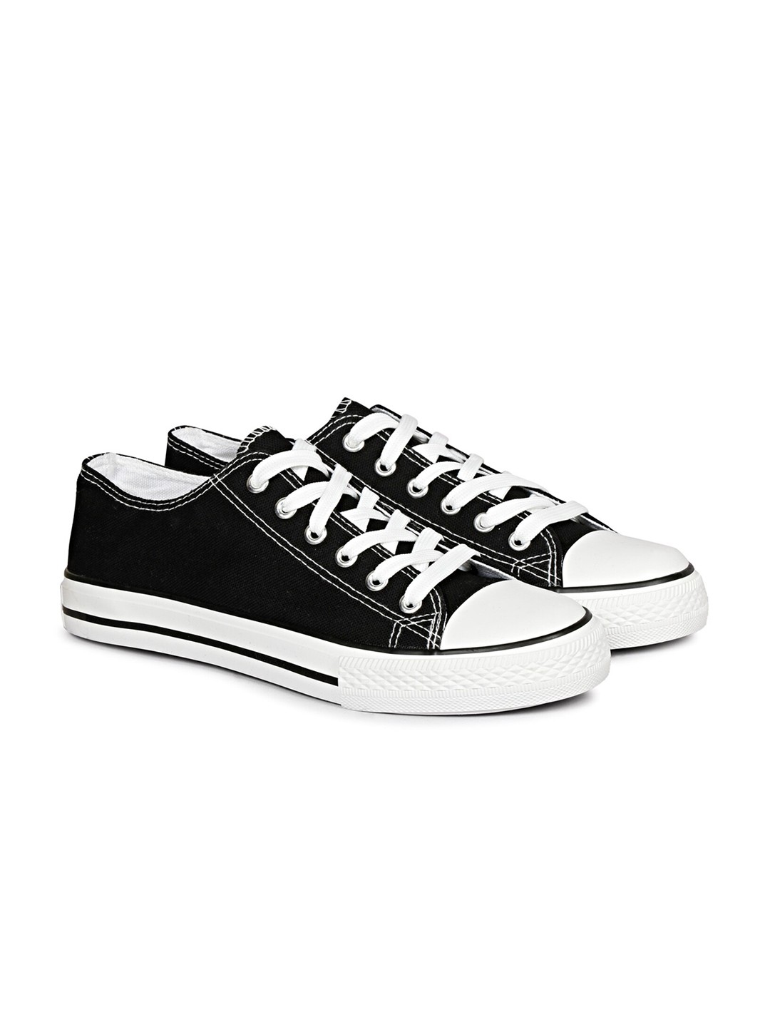 

MOZAFIA Men Canvas Lace-up Casual Low Top Sneakers, Black