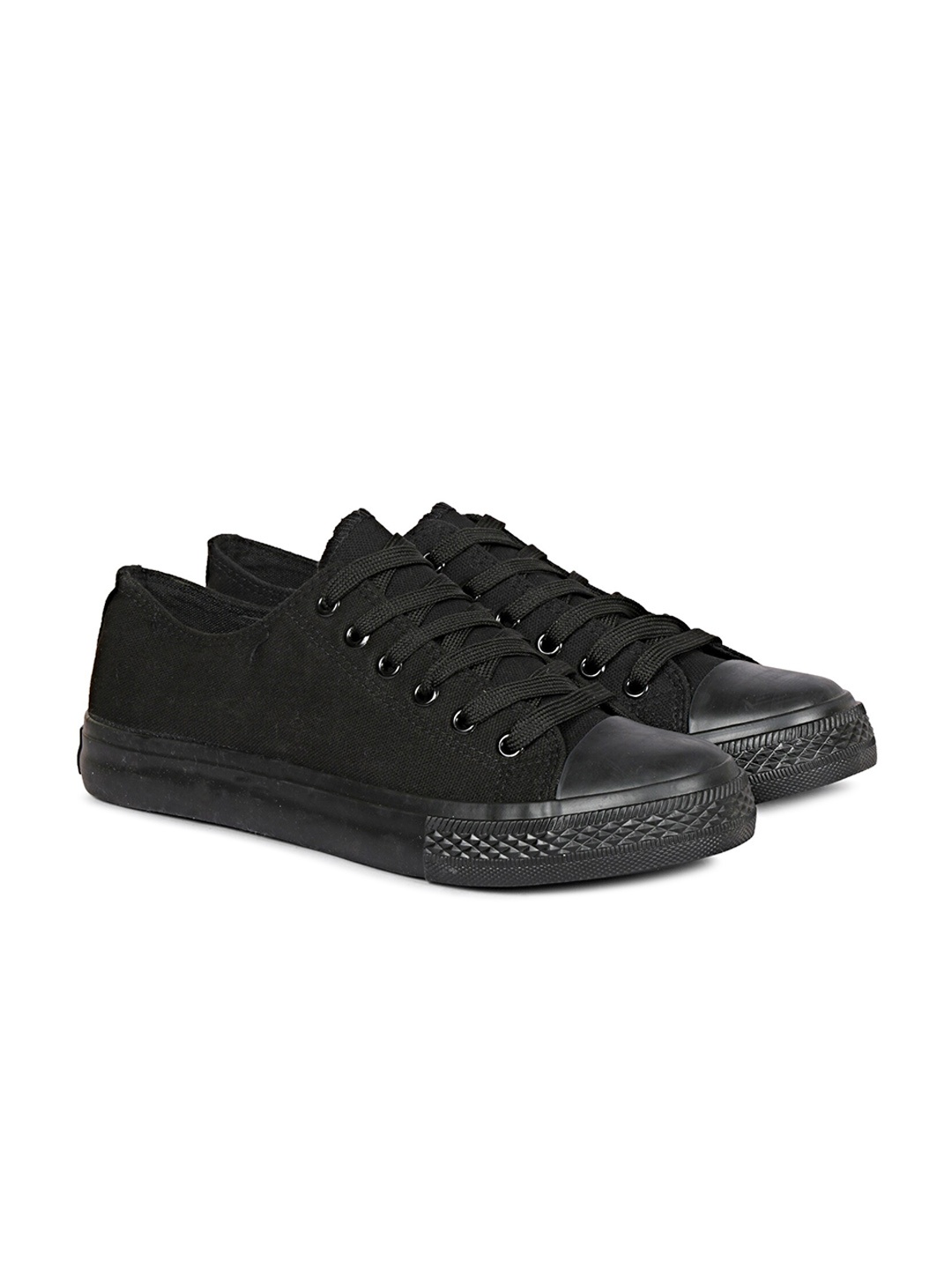 

MOZAFIA Men Canvas Lace-up Casual Low Top Sneakers, Black