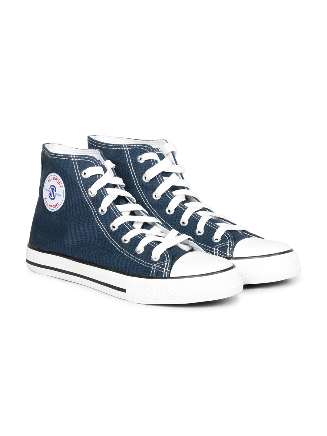 

MOZAFIA Men Canvas Lace-up Casual High Top Sneakers, Navy blue