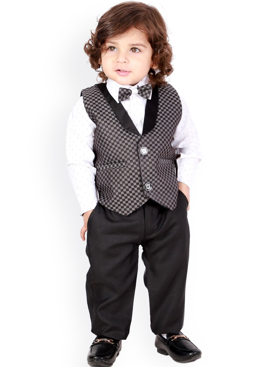 

KID1 Boys Single-Breasted Four-Piece Party Suit, Black