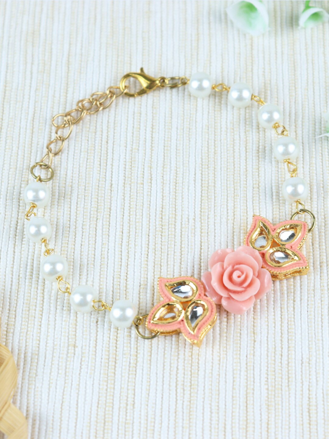 

Asthetika Kids Gold-Plated Rose Charm Bracelet