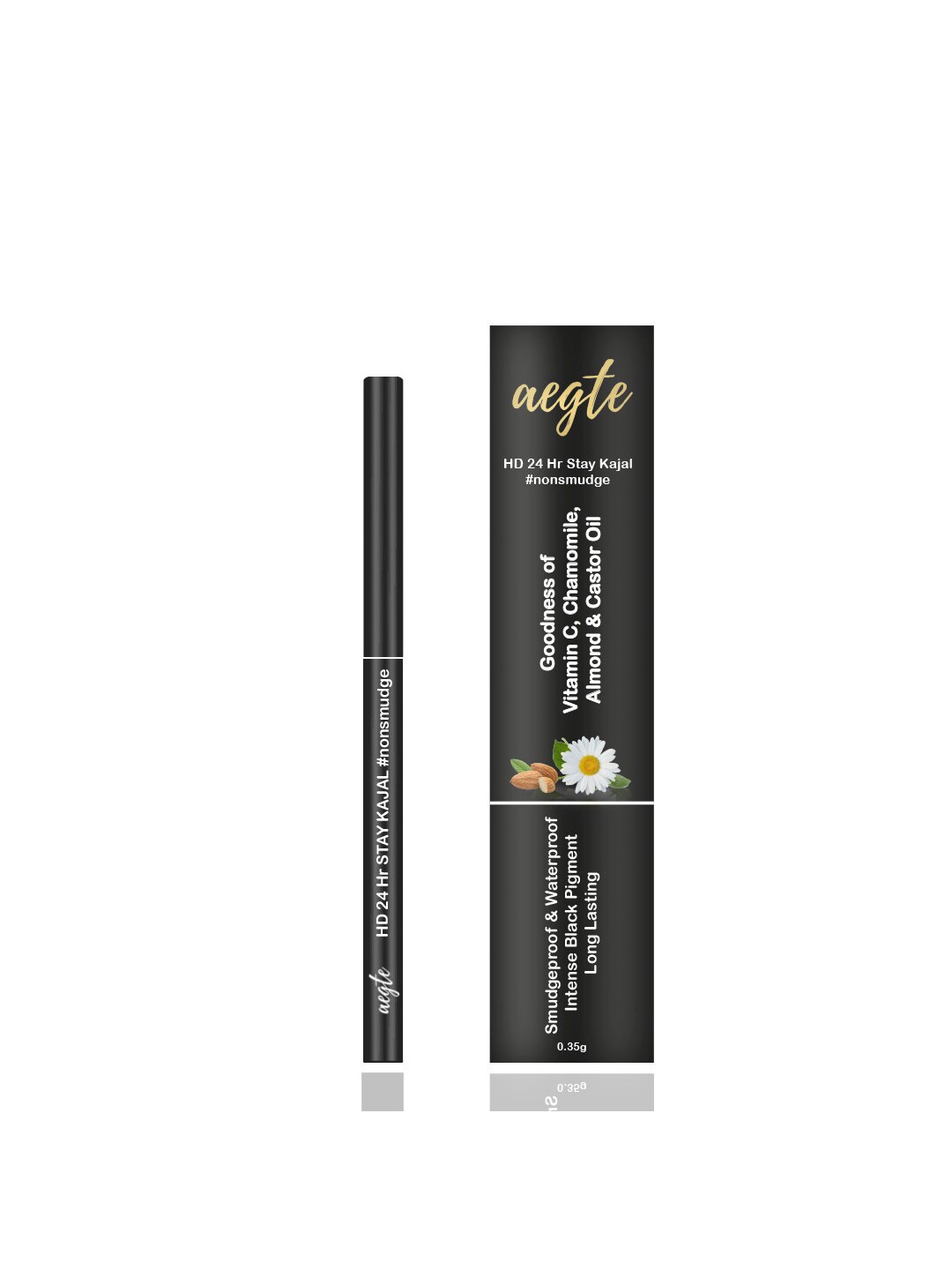 

Aegte Smudge Free HD 24 Hr Stay Kajal with Vitamin C & Castor Oil 0.35 g - Jet Black
