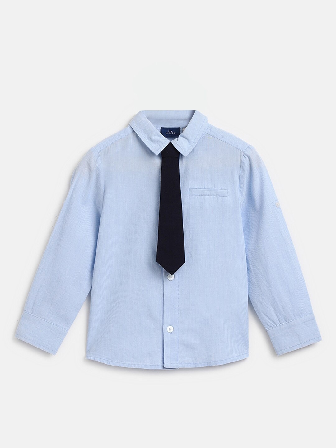 

Chicco Infants Boys Striped Relaxed Cotton Formal Shirt, Blue