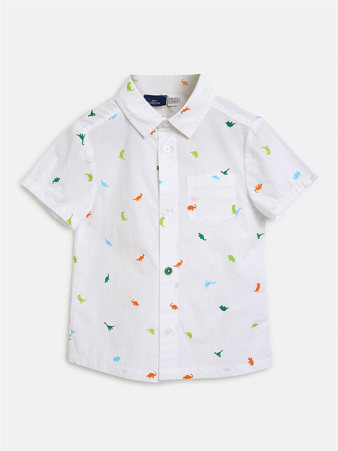 

Chicco Boys Conversational Printed Short Sleeves Cotton Relaxed Casual Shirt, White