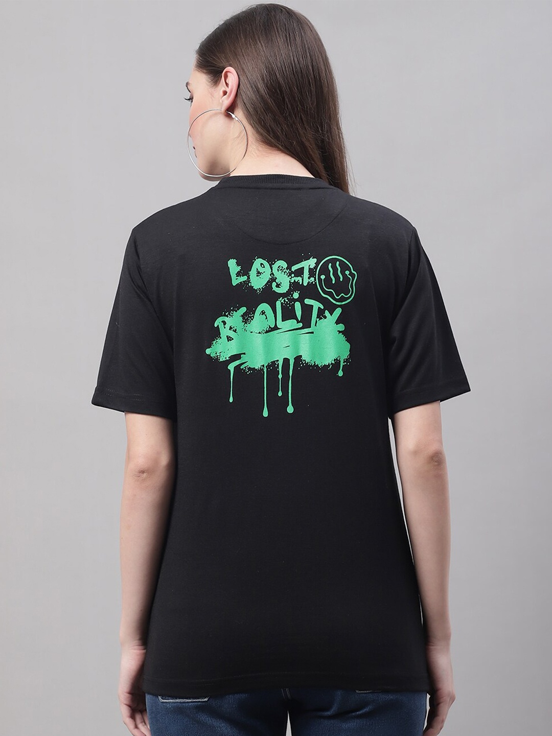 

Obaan Typography Printed Cotton T-shirt, Black