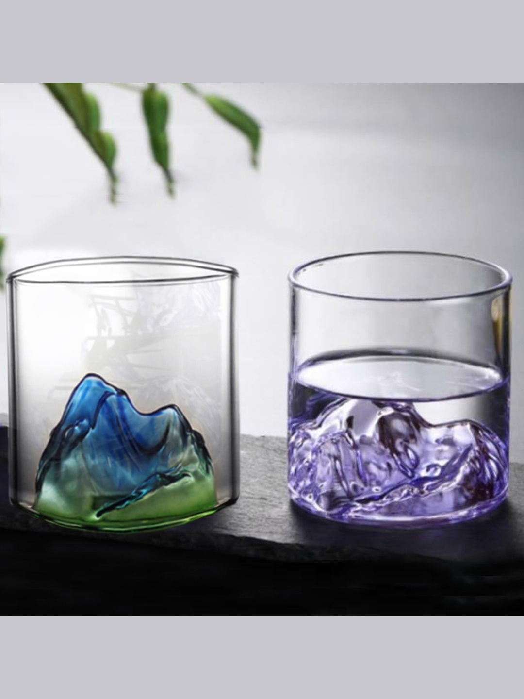 

BonZeaL 2 Pieces Purple & Blue Rock Mountain Whiskey Glasses 200 ml