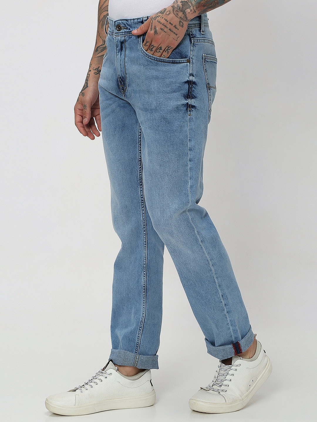 

Mufti Men Straight Fit Heavy Fade Stretchable Jeans, Blue