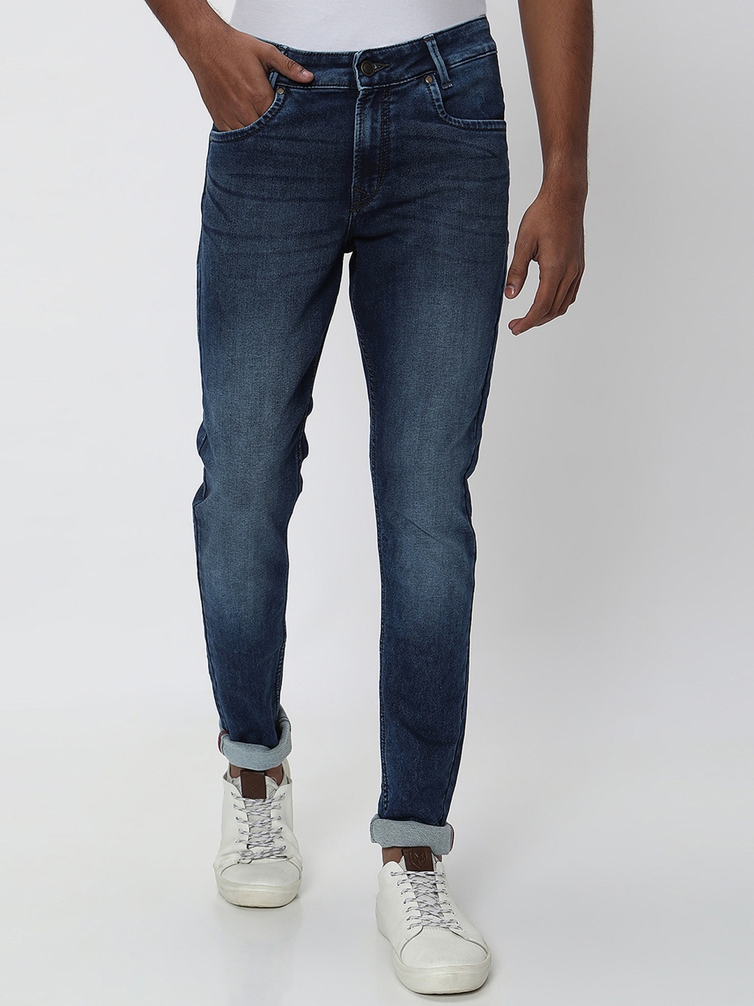 

Mufti Men Skinny Fit Heavy Fade Stretchable Jeans, Navy blue