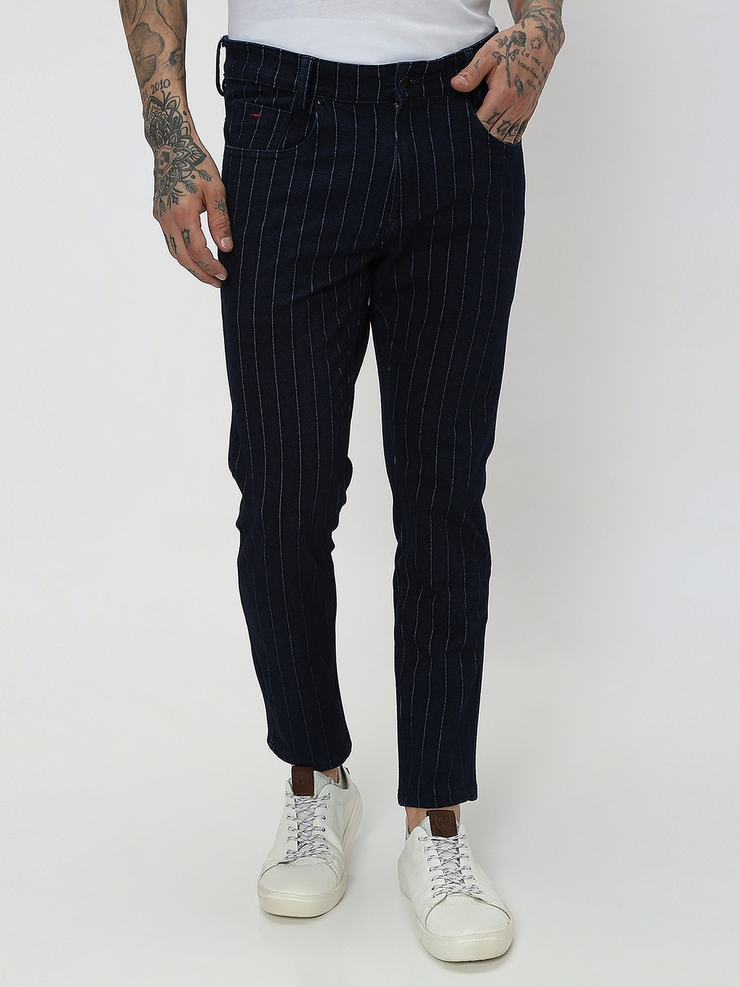 

Mufti Men Slim Fit Striped Stretchable Jeans, Navy blue