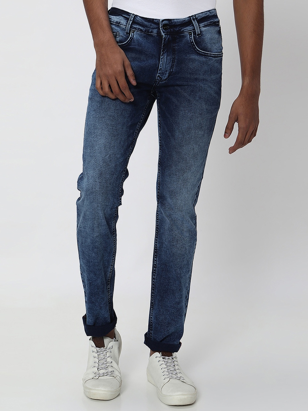 

Mufti Men Slim Fit Light Fade Stretchable Jeans, Navy blue
