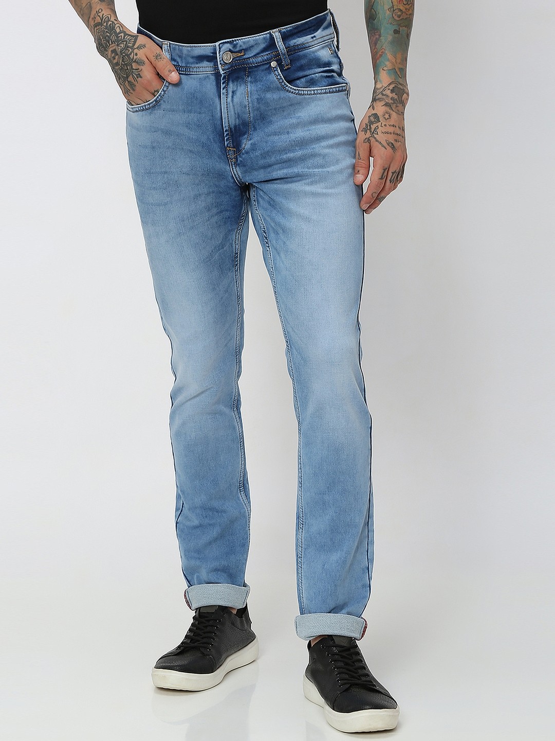 

Mufti Men Skinny Fit Heavy Fade Stretchable Cotton Jeans, Blue