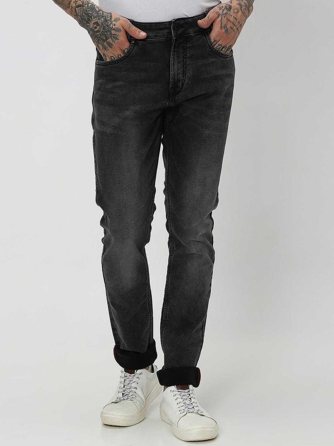 

Mufti Men Skinny Fit Light Fade Stretchable Cotton Jeans, Black