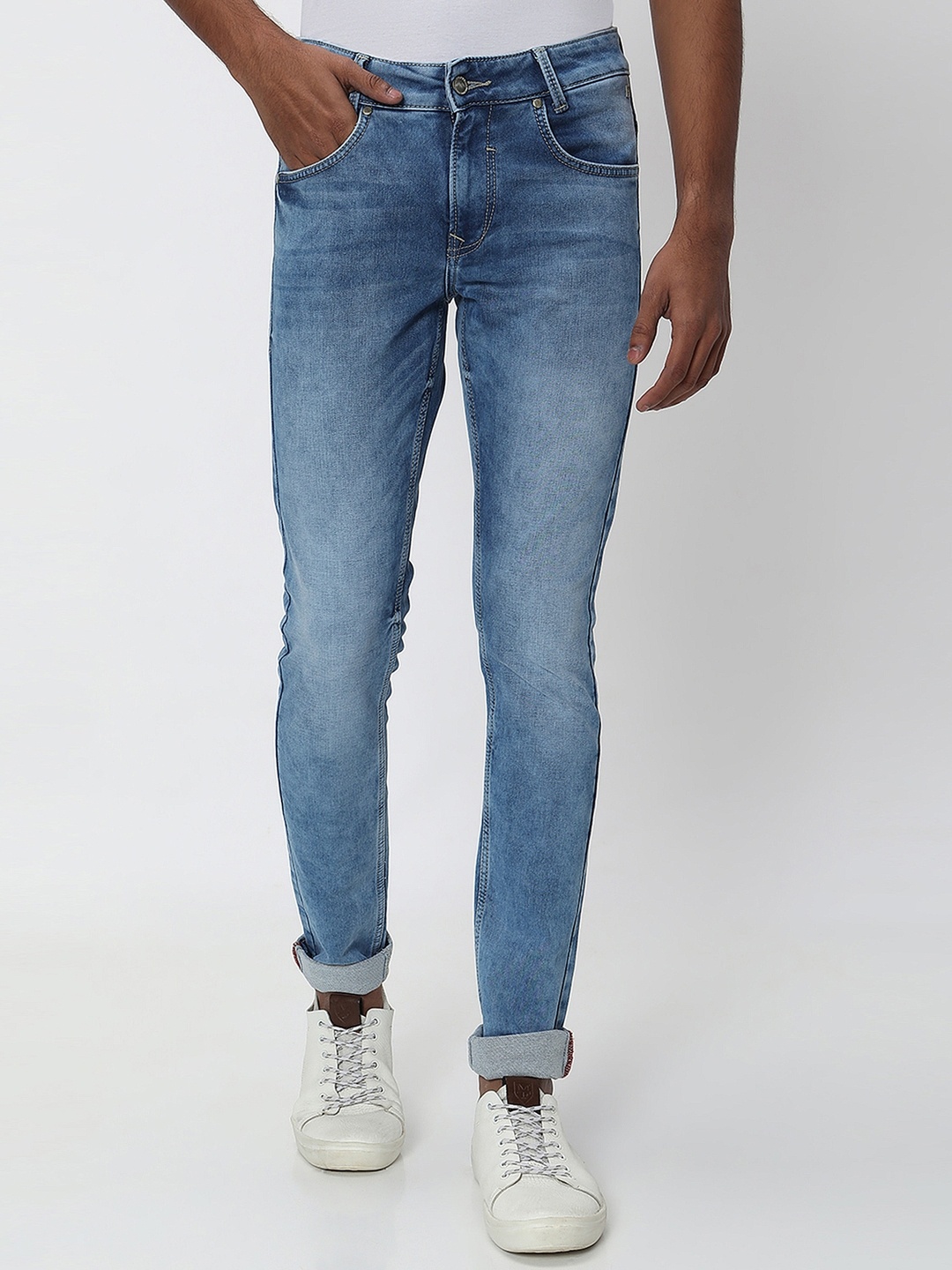 

Mufti Men Skinny Fit Heavy Fade Stretchable Cotton Jeans, Blue